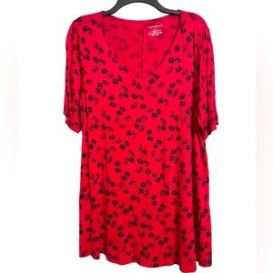Lane Bryant red shirt with black flowers